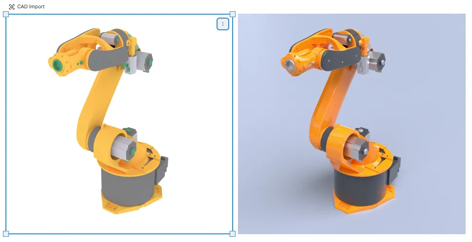 Engineering CAD data imported into Figurement collaborative photorealistic workspace