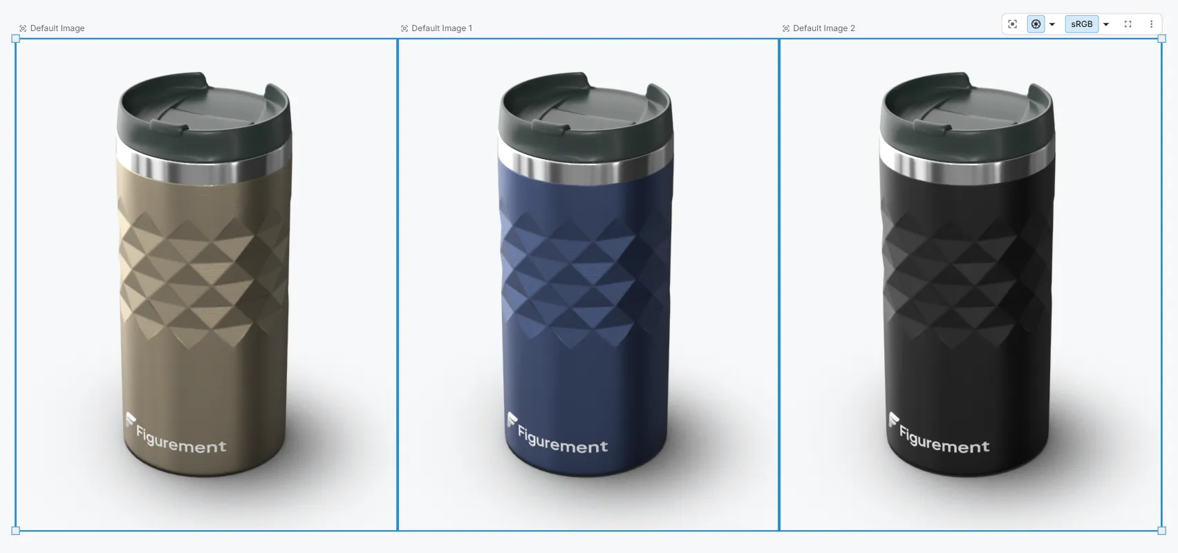 Multiple product variants arranged on a Figurement canvas