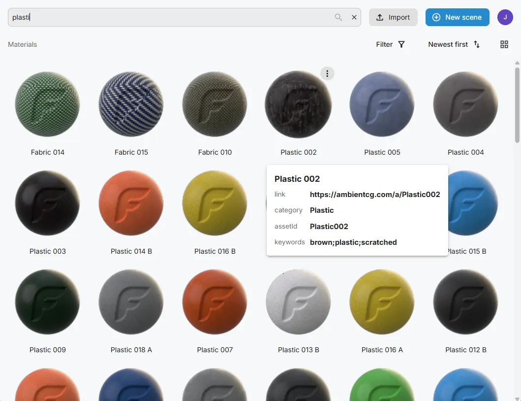 CMF library with governed colors and materials